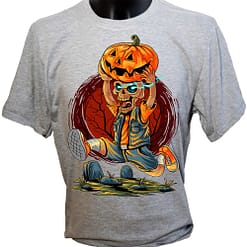 halloween tshirt for men and women - Skeleton with pumpkin design