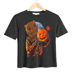 halloween t-shirt unisex - purge mask pumpkin with a lollypop