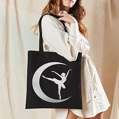 Ballerina on the moon tote bag