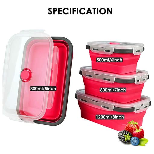 Collapsible Food storage Containers - Red